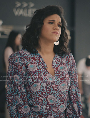 Yoli's red floral blouse on Grand Hotel