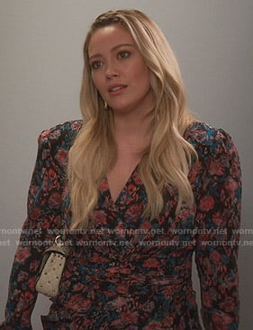 Kelsey's floral surplice mini dress on Younger