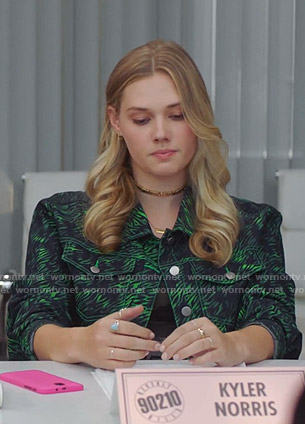 Kyler's animal print jacket and pants on BH90210