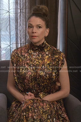 Liza's floral mock neck midi dress on Younger