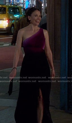 Liza's one-shoulder ombre gown on Younger