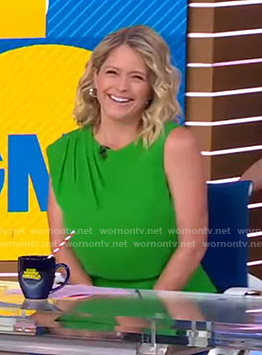 Sara's green pleated shoulder top on Good Morning America