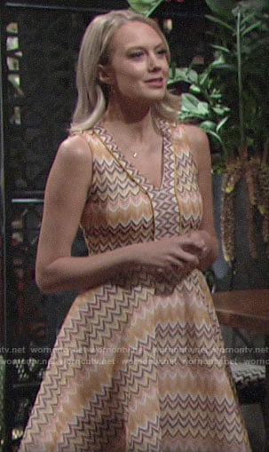 Abby's orange scalloped stripe dress on The Young and the Restless