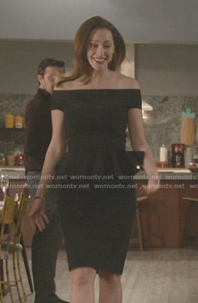 Abigail's black off-shoulder peplum dress on Good Witch
