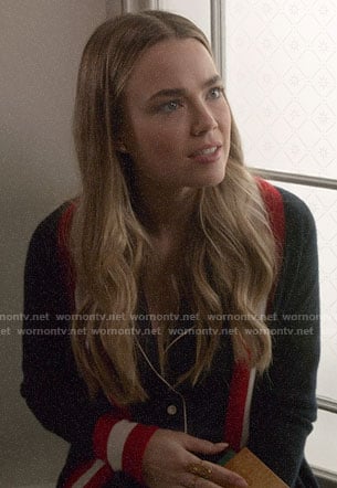 Ainsley's striped trim robe on Four Weddings and a Funeral
