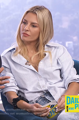 Morgan's pinstripe shirt on E! News Daily Pop