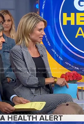 Amy's black gingham check suit on Good Morning America
