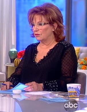 Joy's black mesh embellished blouse on The View