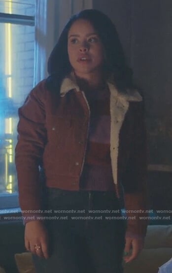 Mariana's brown shearling jacket on Good Trouble
