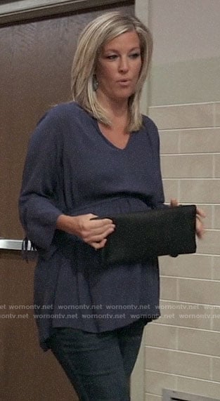 Carly's blue tie sleeve maternity top on General Hospital