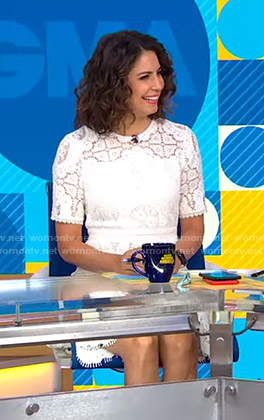 Cecilia's white lace dress on Good Morning America