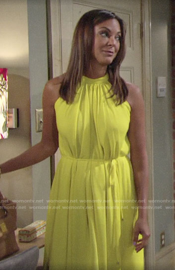 Celeste's yellow midi dress on The Young and the Restless