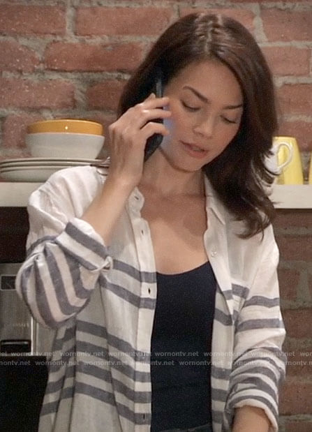 Elizabeth's striped linen shirt on General Hospital