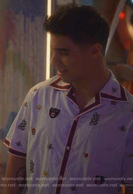 Vivek's blue embroidered shirt on Grown-ish