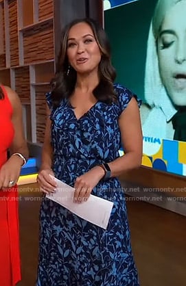 Eva's blue floral ruffled dress on Good Morning America
