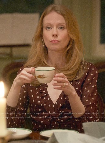 Gemma's polka dot dress on Four Weddings and a Funeral