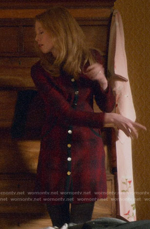 Gemma's plaid button front dress on Four Weddings and a Funeral
