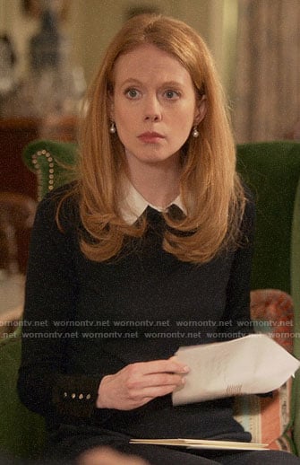 Gemma's contrast collar sweater on Four Weddings and a Funeral