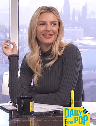 Morgan's gray ribbed sweater on E! News Daily Pop