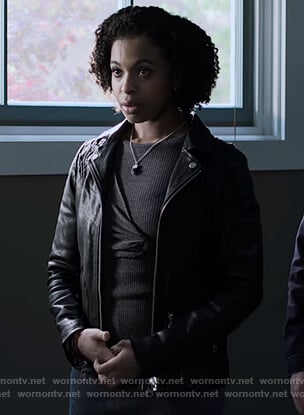 Ani's gray twisted knit dress on 13 Reasons Why