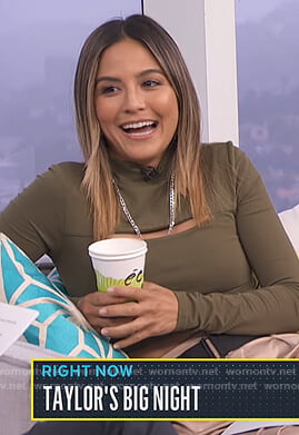 Erin's green cutout cropped top on Live from E!