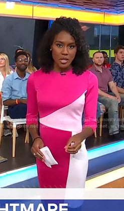 Janai's pink colorblock dress on Good Morning America