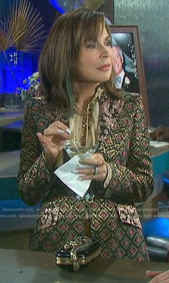 Kate's metallic patterned blazer on Days of our Lives