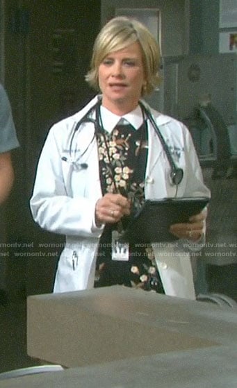 Kayla's floral embroidered dress with collar on Days of our Lives