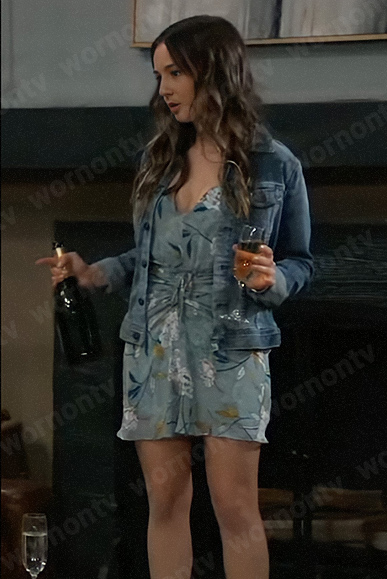 Kristina's green floral ruched front dress on General Hospital