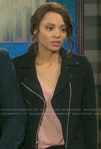 Lani's black moto jacket on Days of our Lives