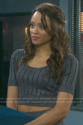 Lani's metallic knit crop top and skirt set on Days of our Lives
