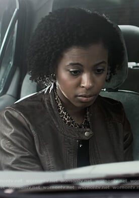 Ani's black sweater with leopard collar on 13 Reasons Why