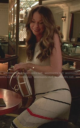Liza's white striped knit dress on Younger