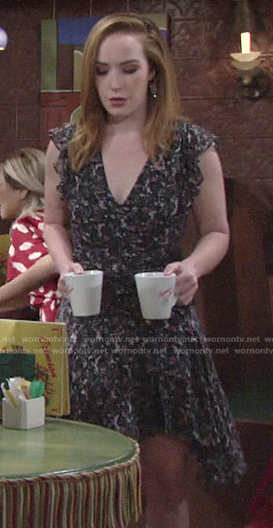 Mariahs' floral ruffle sleeve dress on The Young and the Restless