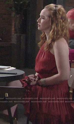 Mariah's red high neck dress on The Young and the Restless