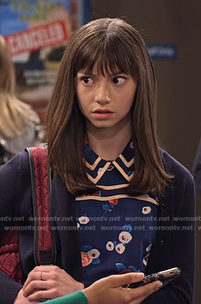 Molly's blue floral collared top on No Good Nick