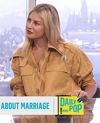 Morgan's mustard utility jacket on E! News Daily Pop