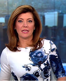 Norah's white floral sheath dress on CBS This Morning