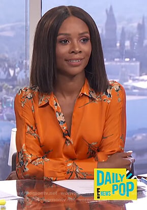 Zuri's orange floral mini dress on E! News Daily Pop
