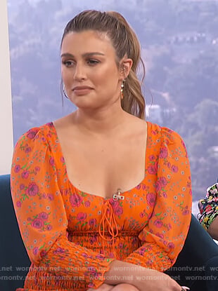 Carissa's orange floral smocked dress on E! News Daily Pop