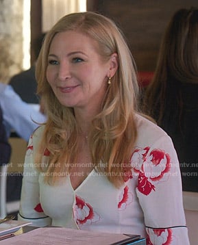 Pauline's white floral wrap dress on Younger