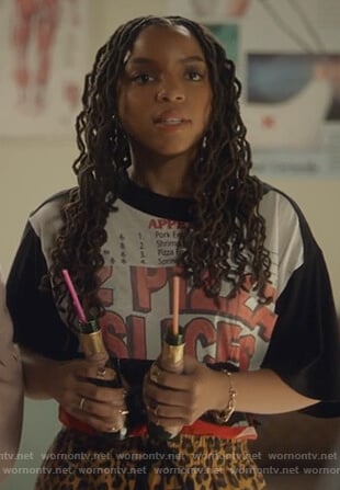 Jazlyn's patchwork print tee on Grown-ish