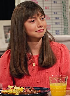 Molly's red pom-pom sweater on No Good Nick