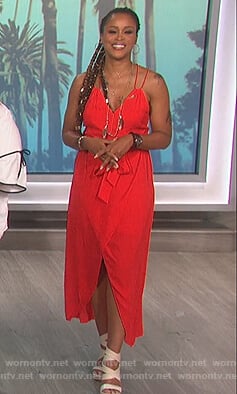 Eve's red wrap dress on The Talk