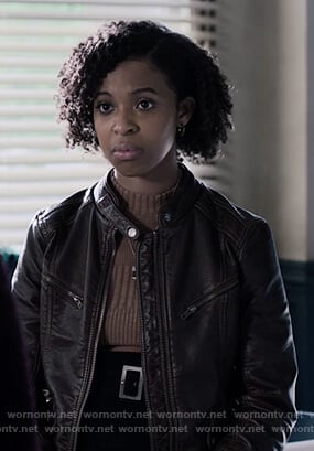 Ani's ribbed mock neck sweater on 13 Reasons Why
