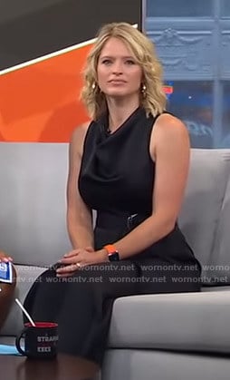 Sara's black belted jumpsuit on GMA Strahan Sara And Keke