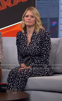Sara's black leopard print jumpsuit on GMA Strahan And Sara