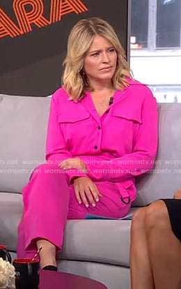 Sara's pink jumpsuit on GMA Strahan And Sara