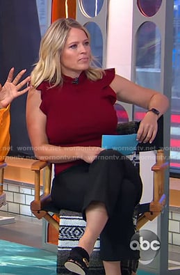Sara's red ruffled top on GMA Strahan Sara And Keke