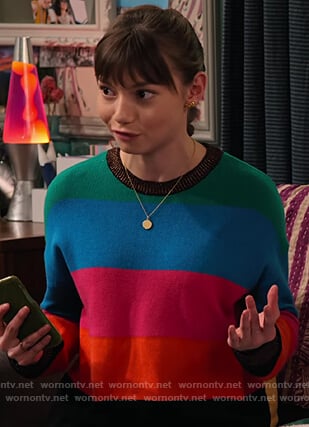 Molly's multicolored stripe sweater on No Good Nick